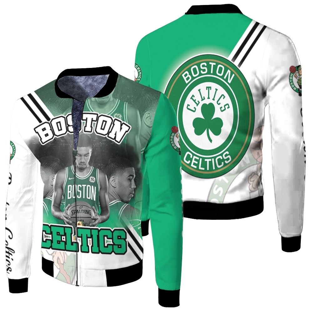 Jayson Tatum 0 Boston Celtics Signature Fleece Bomber Jacket Jayson Tatum 0 Boston Celtics Signature Fleece Bomber Jacket