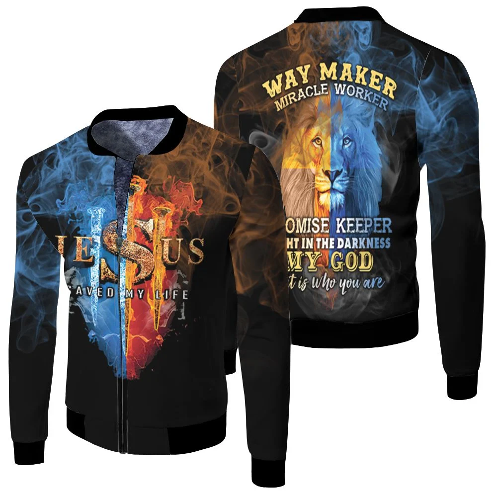 Jesus Save My Life Way Maker Miracle Worker Promi Fleece Bomber Jacket Jesus Save My Life Way Maker Miracle Worker Promi Fleece Bomber Jacket