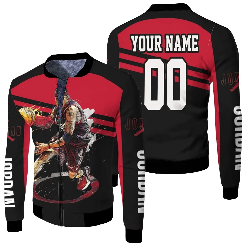 Jordan 23 Chicago Bulls Personalized Fleece Bomber Jacket Jordan 23 Chicago Bulls Personalized Fleece Bomber Jacket
