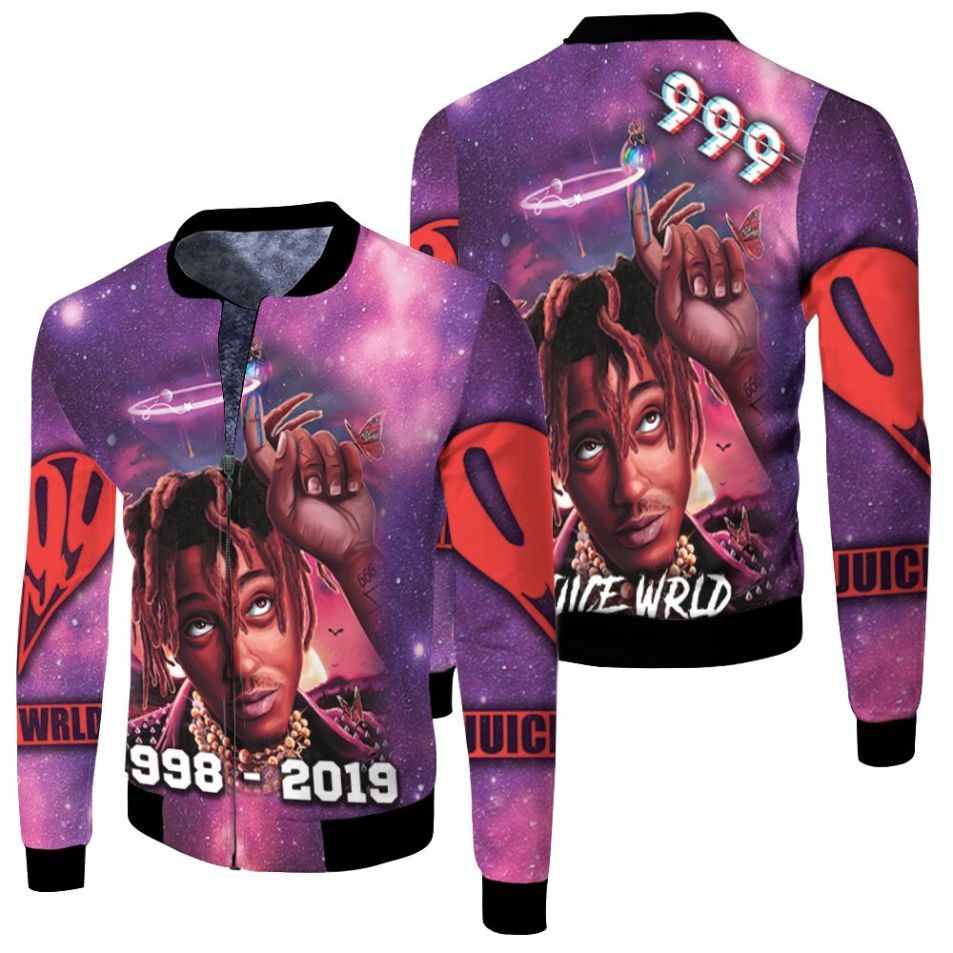 Juice Wrld 999 Angel Ring Legend Never Die Toon Fleece Bomber Jacket Juice Wrld 999 Angel Ring Legend Never Die Toon Fleece Bomber Jacket