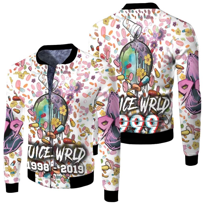 Juice Wrld 999 Future On Drugs Over The World Fleece Bomber Jacket Juice Wrld 999 Future On Drugs Over The World Fleece Bomber Jacket