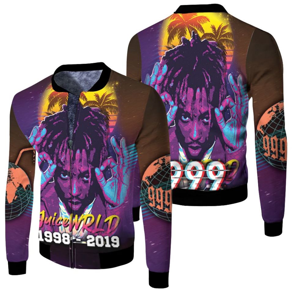Juice Wrld 999 Rap Pop Neon Style Fleece Bomber Jacket Juice Wrld 999 Rap Pop Neon Style Fleece Bomber Jacket