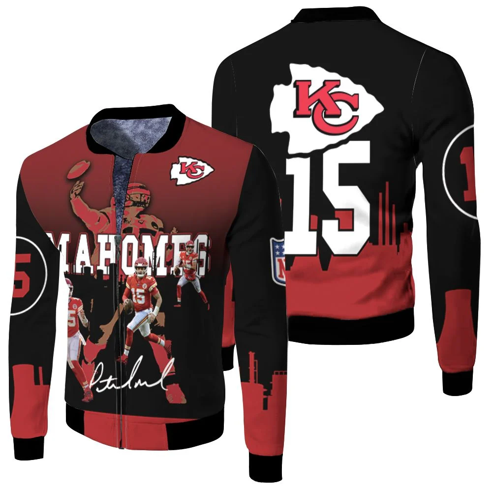 Kansas City Chiefs Patrick Mahomes 3d Jersey Fleece Bomber Jacket Kansas City Chiefs Patrick Mahomes 3d Jersey Fleece Bomber Jacket
