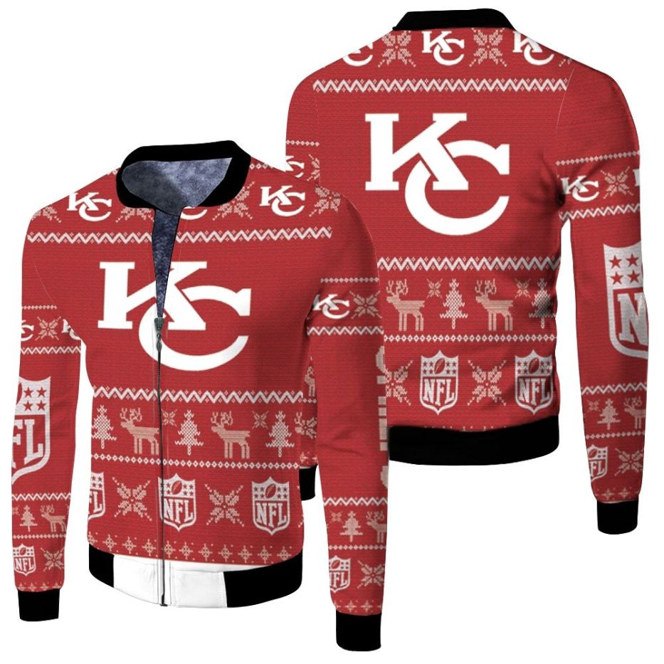 Kansas City Chiefs Ugly Sweatshirt Christmas 3d Fleece Bomber Jacket Kansas City Chiefs Ugly Sweatshirt Christmas 3d Fleece Bomber Jacket