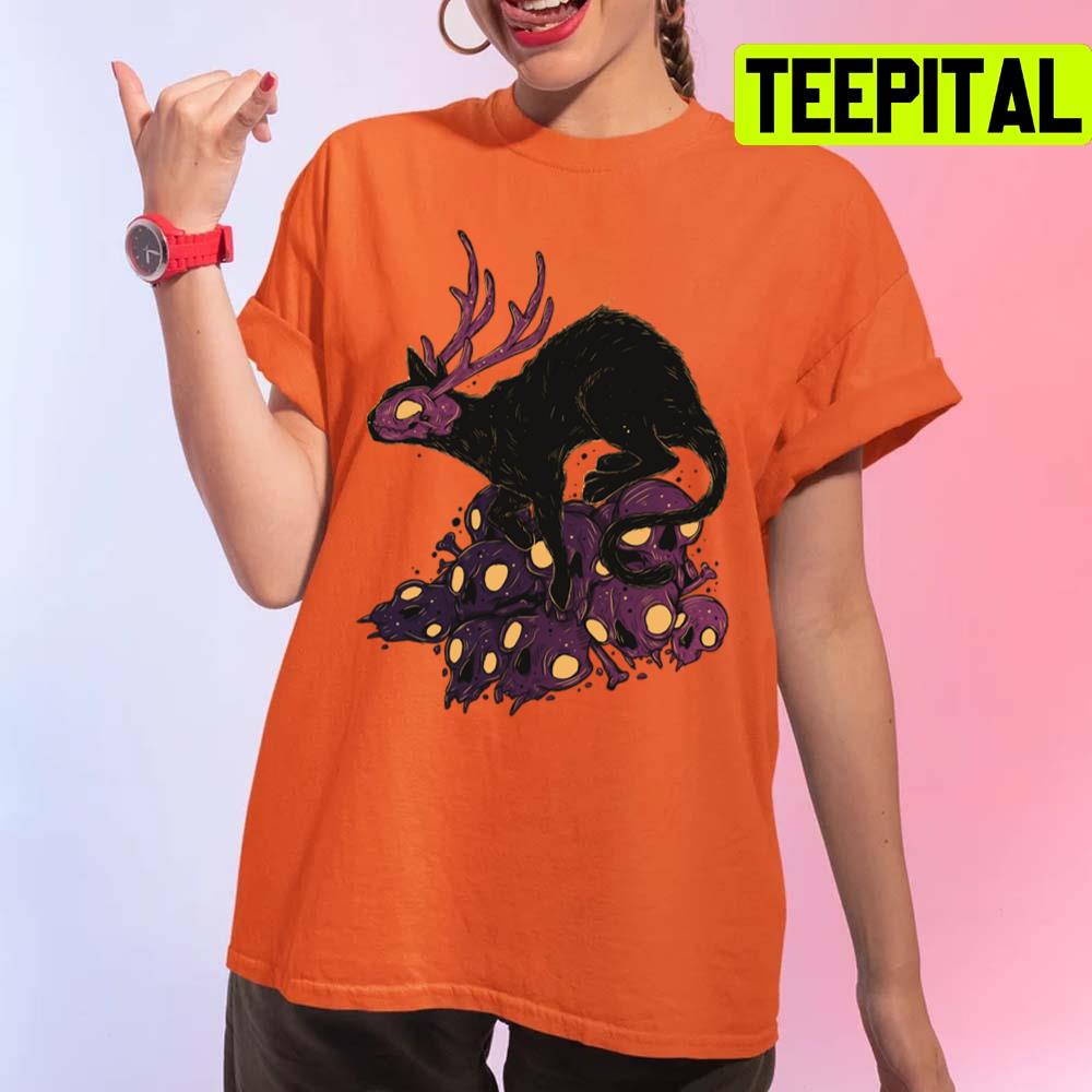 Kitty Demon Skull Halloween Graphic Unisex T-Shirt Kitty Demon Skull Halloween Graphic Unisex T-Shirt