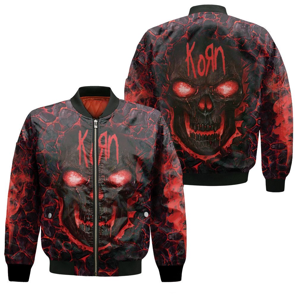 Korn Lava Skull 3d Full Jersey Bomber Jacket Korn Lava Skull 3d Full Jersey Bomber Jacket