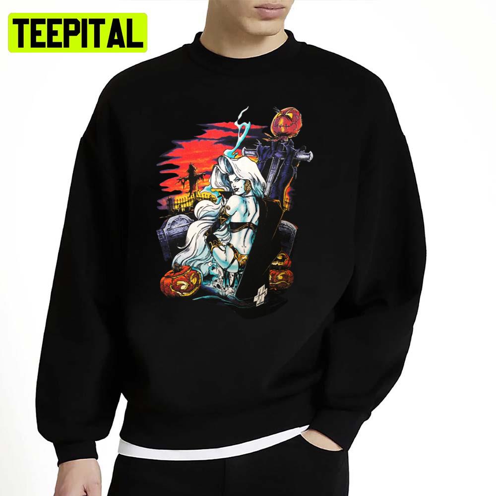 Lady Death Halloween Graphic Unisex Sweatshirt Lady Death Halloween Graphic Unisex Sweatshirt