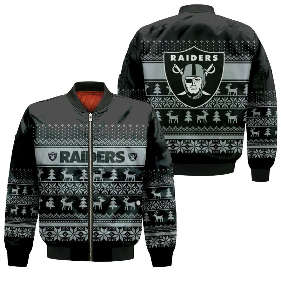 Las Vegas Raiders Christmas 3d Jersey Bomber Jacket Las Vegas Raiders Christmas 3d Jersey Bomber Jacket