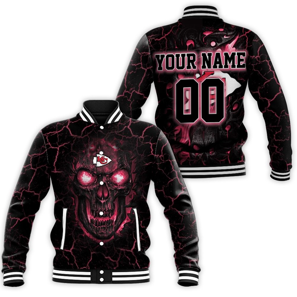 Lava Skull Kansas City Chiefs 3d Personalized Baseball Jacket Lava Skull Kansas City Chiefs 3d Personalized Baseball Jacket