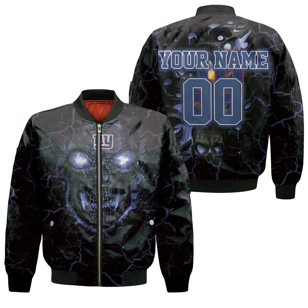 Lava Skull New York Giants 3d Personalized Bomber Jacket Lava Skull New York Giants 3d Personalized Bomber Jacket