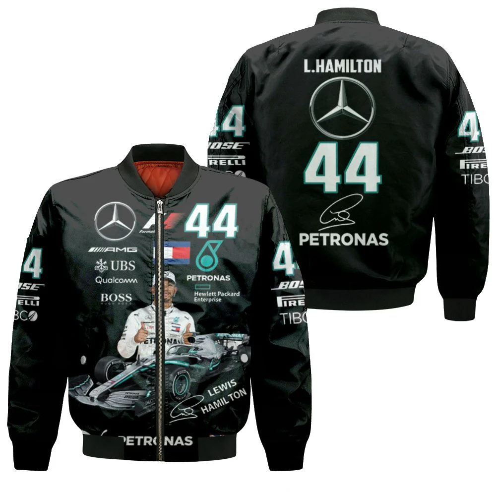 Lewis Hamilton Mercedes Signed 3d Bomber Jacket Lewis Hamilton Mercedes Signed 3d Bomber Jacket