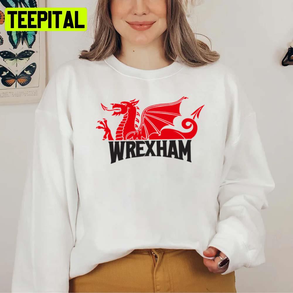 Logo Wrexham Red Dragons Wht Unisex T-Shirt Logo Wrexham Red Dragons Wht Unisex T-Shirt