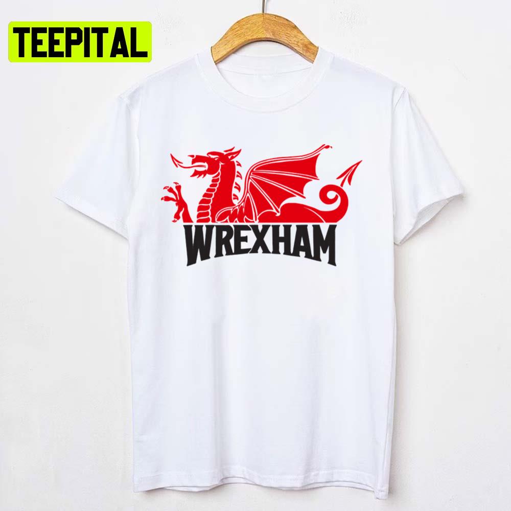 Logo Wrexham Red Dragons Wht Unisex T-Shirt Logo Wrexham Red Dragons Wht Unisex T-Shirt