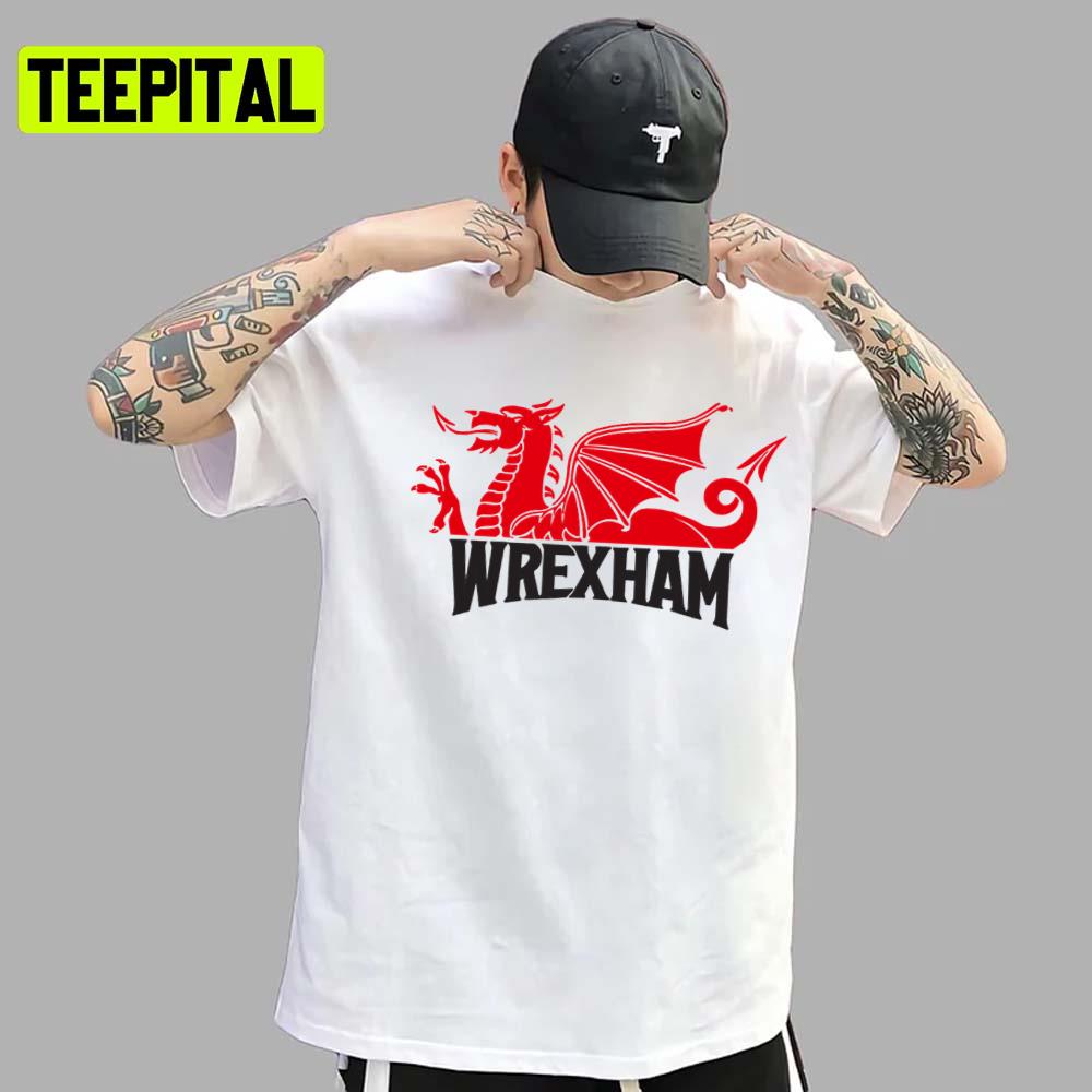 Logo Wrexham Red Dragons Wht Unisex T-Shirt Logo Wrexham Red Dragons Wht Unisex T-Shirt
