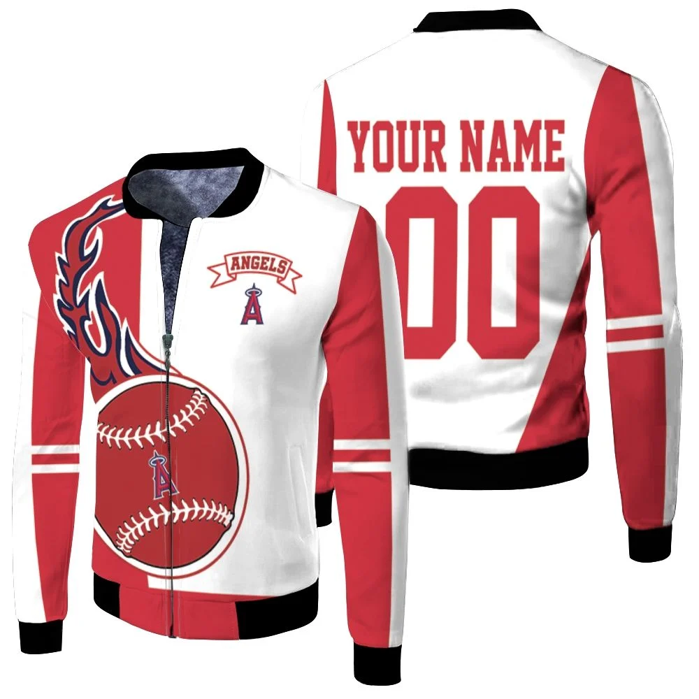 Los Angeles Angels 3d Personalized Fleece Bomber Jacket Los Angeles Angels 3d Personalized Fleece Bomber Jacket