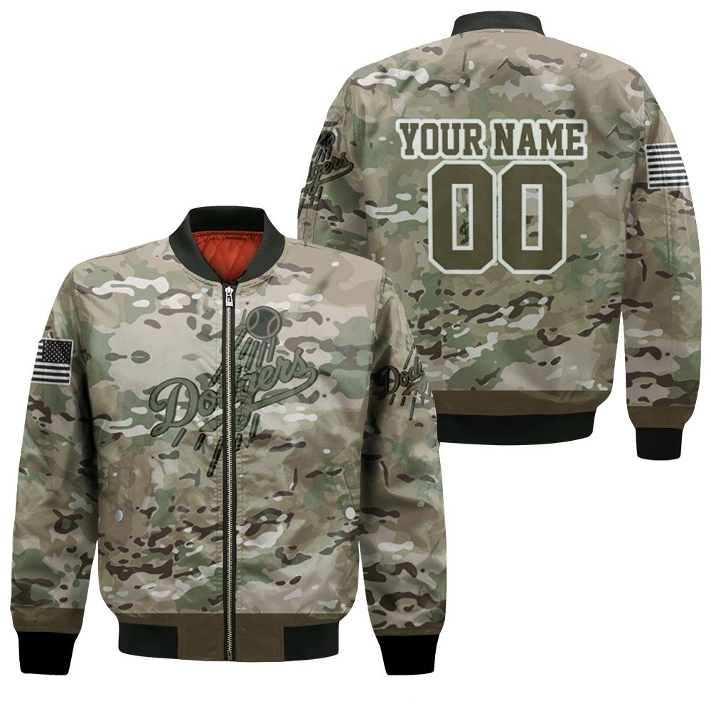 Los Angeles Dodgers Camouflage Veteran 3d Personalized Bomber Jacket Los Angeles Dodgers Camouflage Veteran 3d Personalized Bomber Jacket