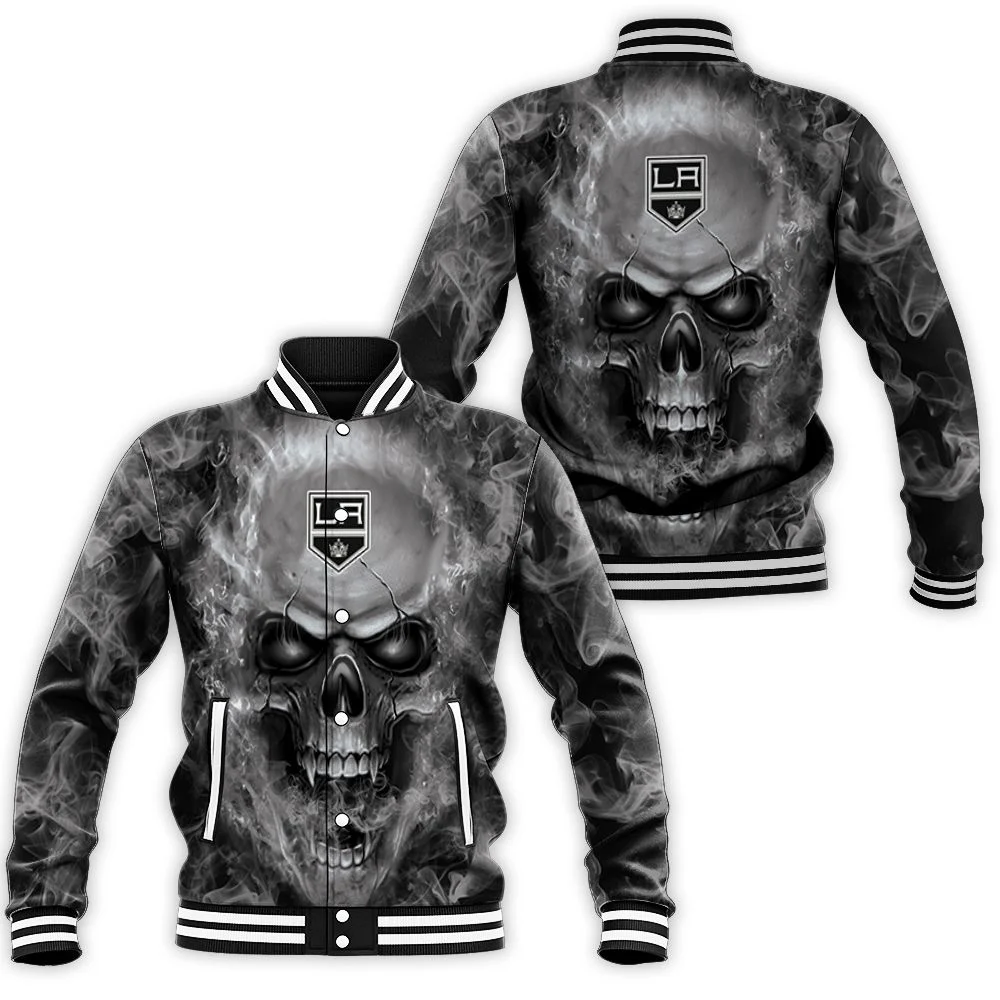 Los Angeles Kings Nhl Fans Skull Baseball Jacket Los Angeles Kings Nhl Fans Skull Baseball Jacket