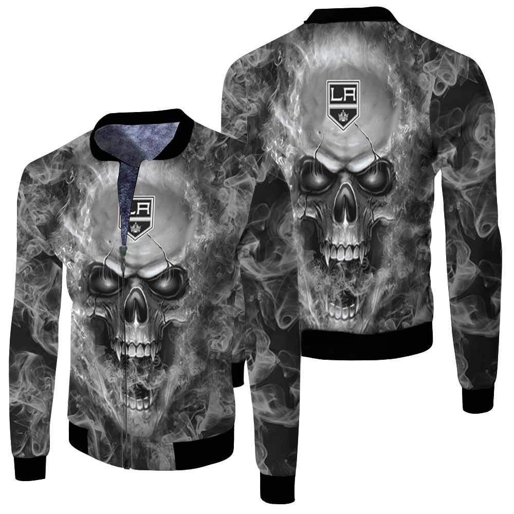 Los Angeles Kings Nhl Fans Skull Fleece Bomber Jacket Los Angeles Kings Nhl Fans Skull Fleece Bomber Jacket