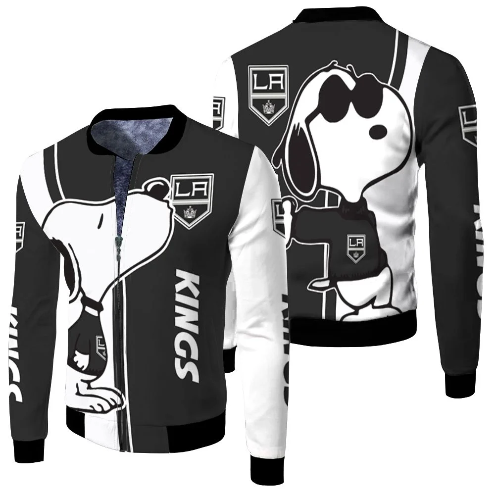 Los Angeles Kings Snoopy Lover 3d Printed Fleece Bomber Jacket Los Angeles Kings Snoopy Lover 3d Printed Fleece Bomber Jacket
