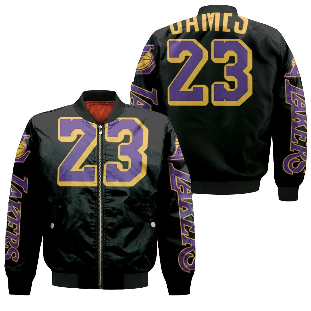 Los Angeles Lakers 23 Lebron James Bomber Jacket Los Angeles Lakers 23 Lebron James Bomber Jacket