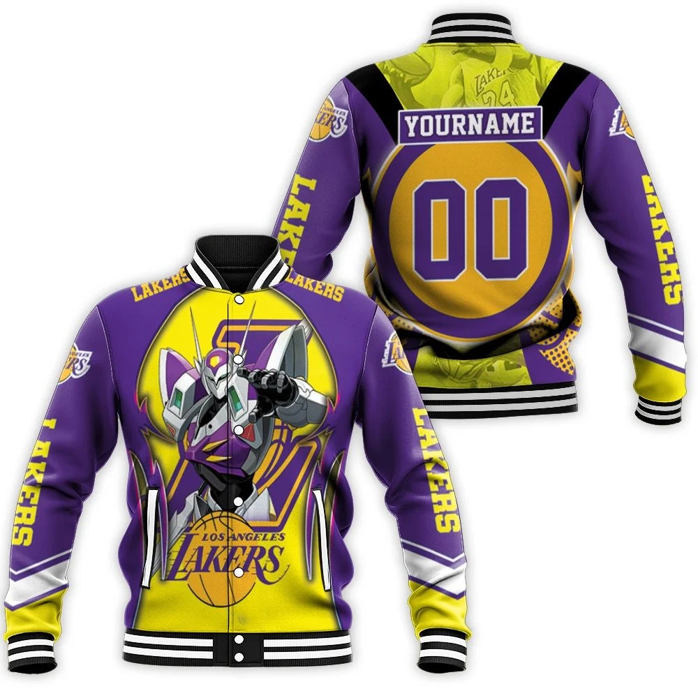 Los Angeles Lakers Western Conference Mashup Robot Baseball Jacket Los Angeles Lakers Western Conference Mashup Robot Baseball Jacket
