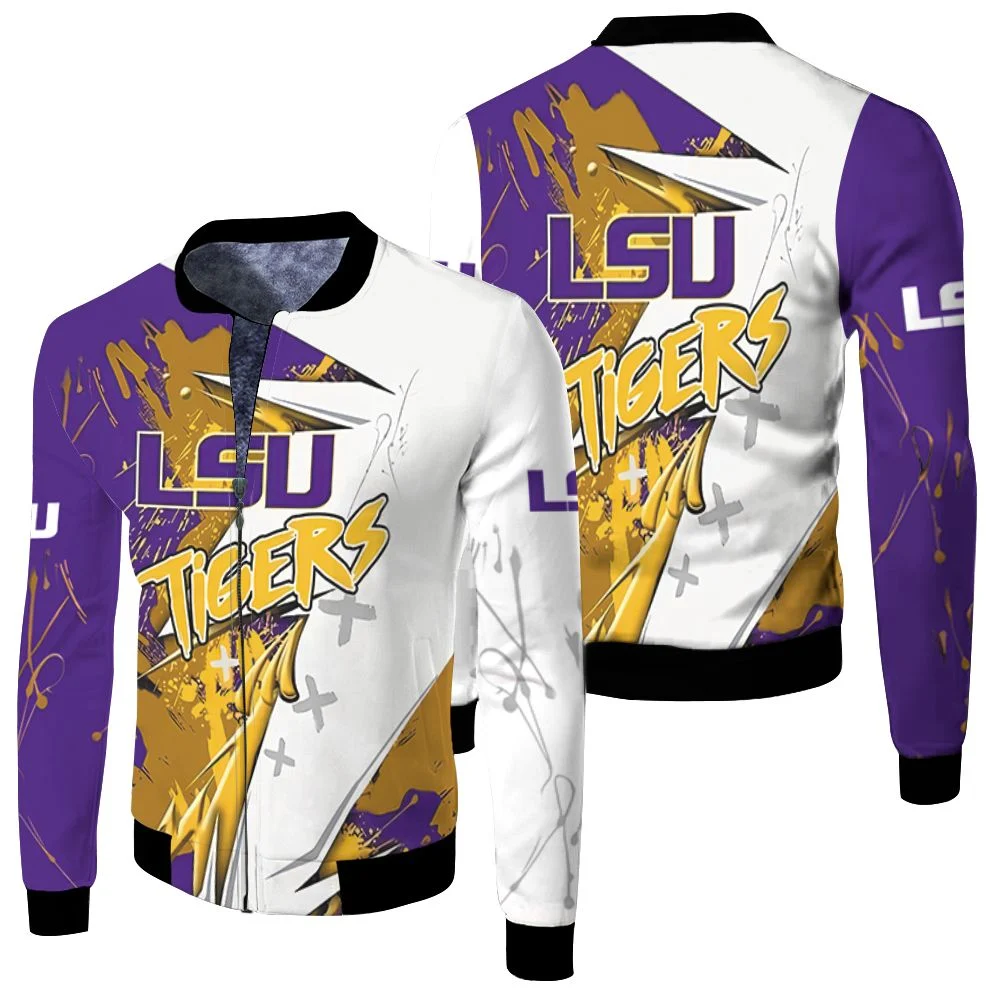 Lsu Tigers Ncaa For Lsu Fan 3d Jersey Fleece Bomber Jacket Lsu Tigers Ncaa For Lsu Fan 3d Jersey Fleece Bomber Jacket