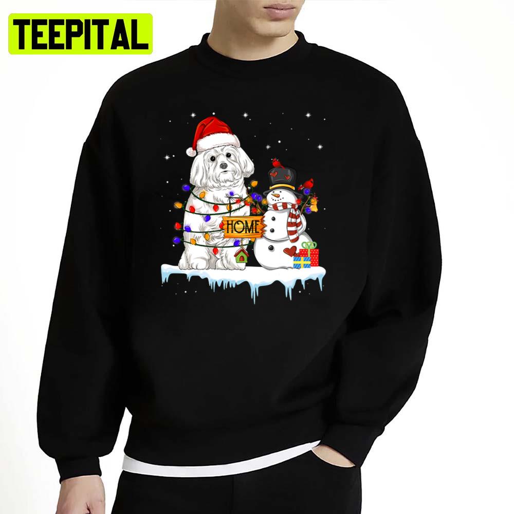 Maltese Dog Christmas Snowman Funny Art Unisex Sweatshirt Maltese Dog Christmas Snowman Funny Art Unisex Sweatshirt