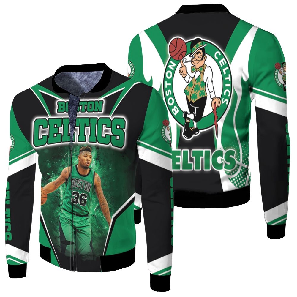 Marcus Smart 36 Boston Celtics Wallpapers Fleece Bomber Jacket Marcus Smart 36 Boston Celtics Wallpapers Fleece Bomber Jacket