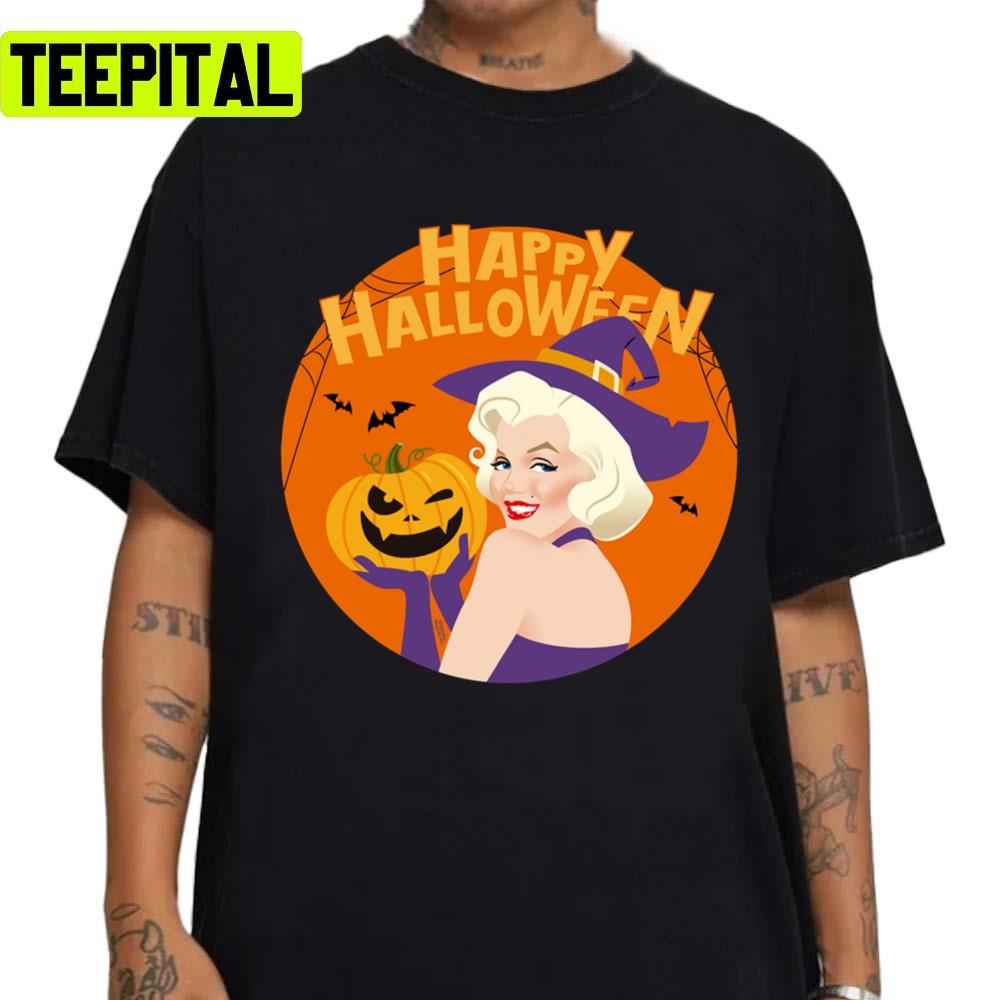Marilyn Monroe Trick Or Treat Halloween Illustration Unisex Sweatshirt Marilyn Monroe Trick Or Treat Halloween Illustration Unisex Sweatshirt