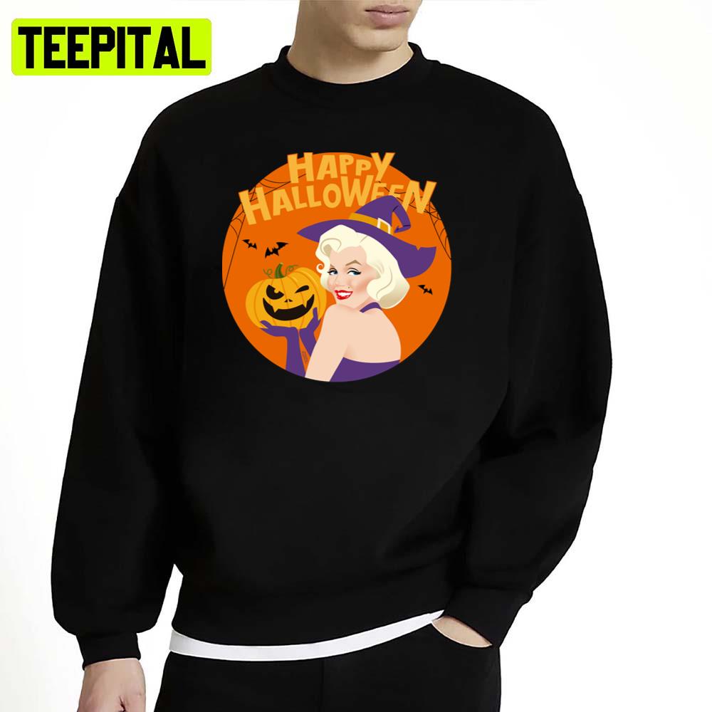 Marilyn Monroe Trick Or Treat Halloween Illustration Unisex Sweatshirt Marilyn Monroe Trick Or Treat Halloween Illustration Unisex Sweatshirt