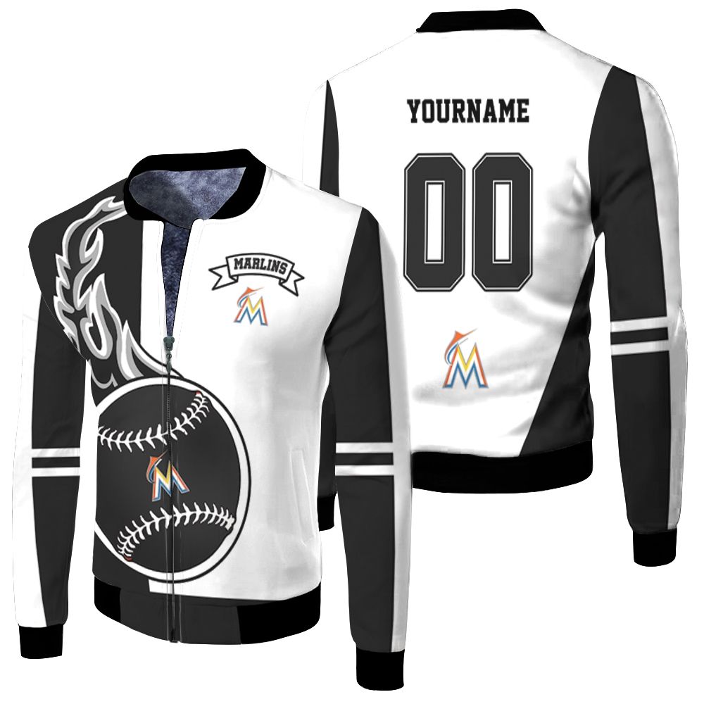Marlins 3d Fleece Bomber Jacket Marlins 3d Fleece Bomber Jacket