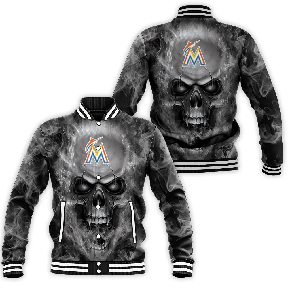 Marlins Mlb Fans Skull Baseball Jacket Marlins Mlb Fans Skull Baseball Jacket