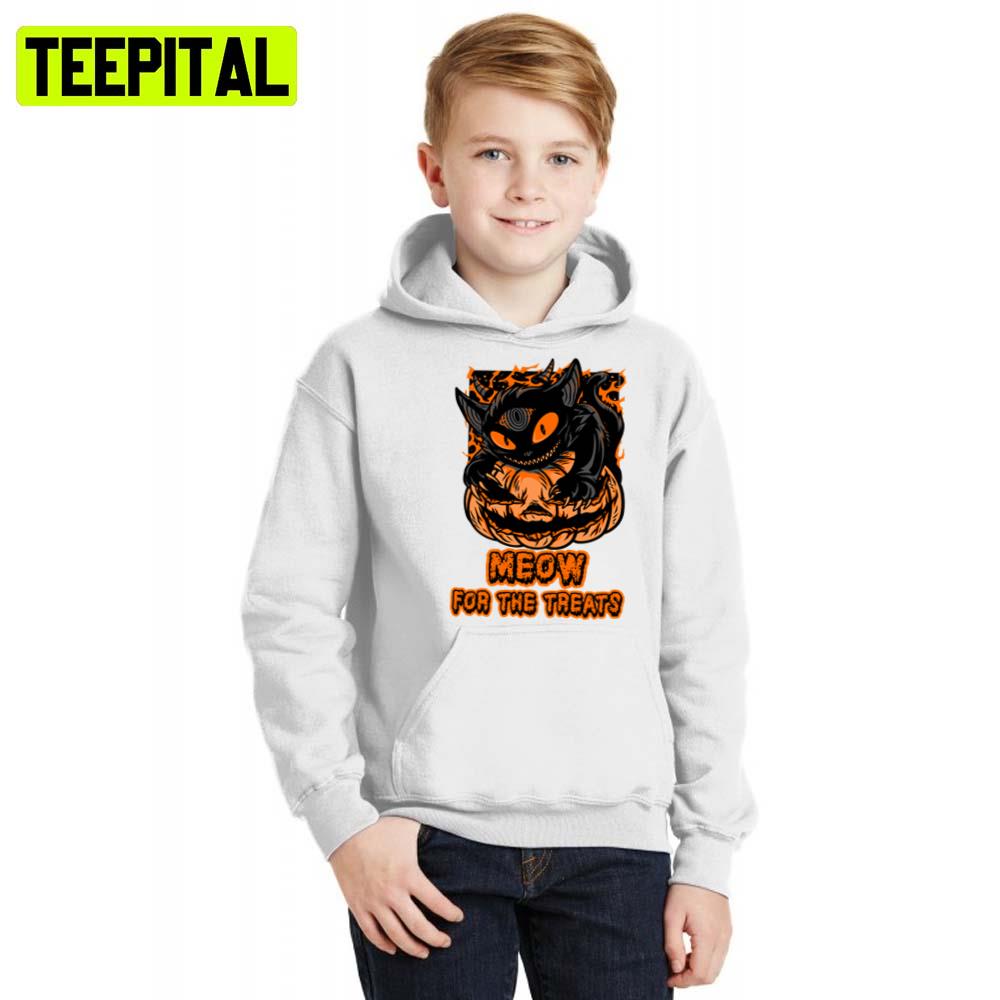 Meow For The Treat Halloween Illustration Hoodie Meow For The Treat Halloween Illustration Hoodie