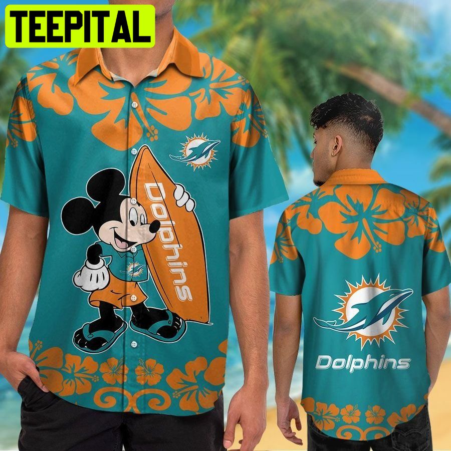 Miami Dolphins Mickey Mouse Tropical Aloha Hawaiian Shirt Miami Dolphins Mickey Mouse Tropical Aloha Hawaiian Shirt