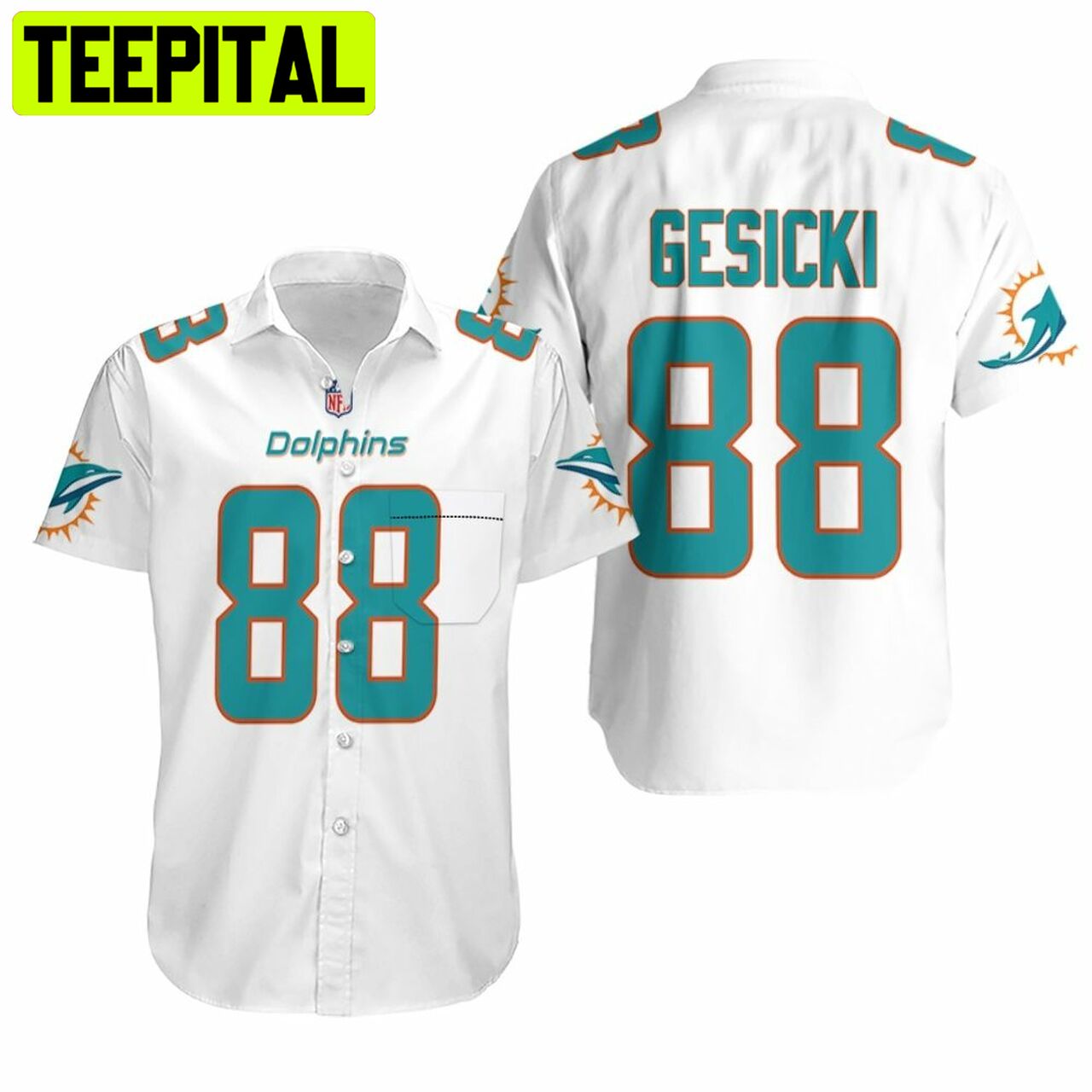 Miami Dolphins Mike Gesicki #86 NFL Team Hawaiian Shirt Miami Dolphins Mike Gesicki #86 NFL Team Hawaiian Shirt
