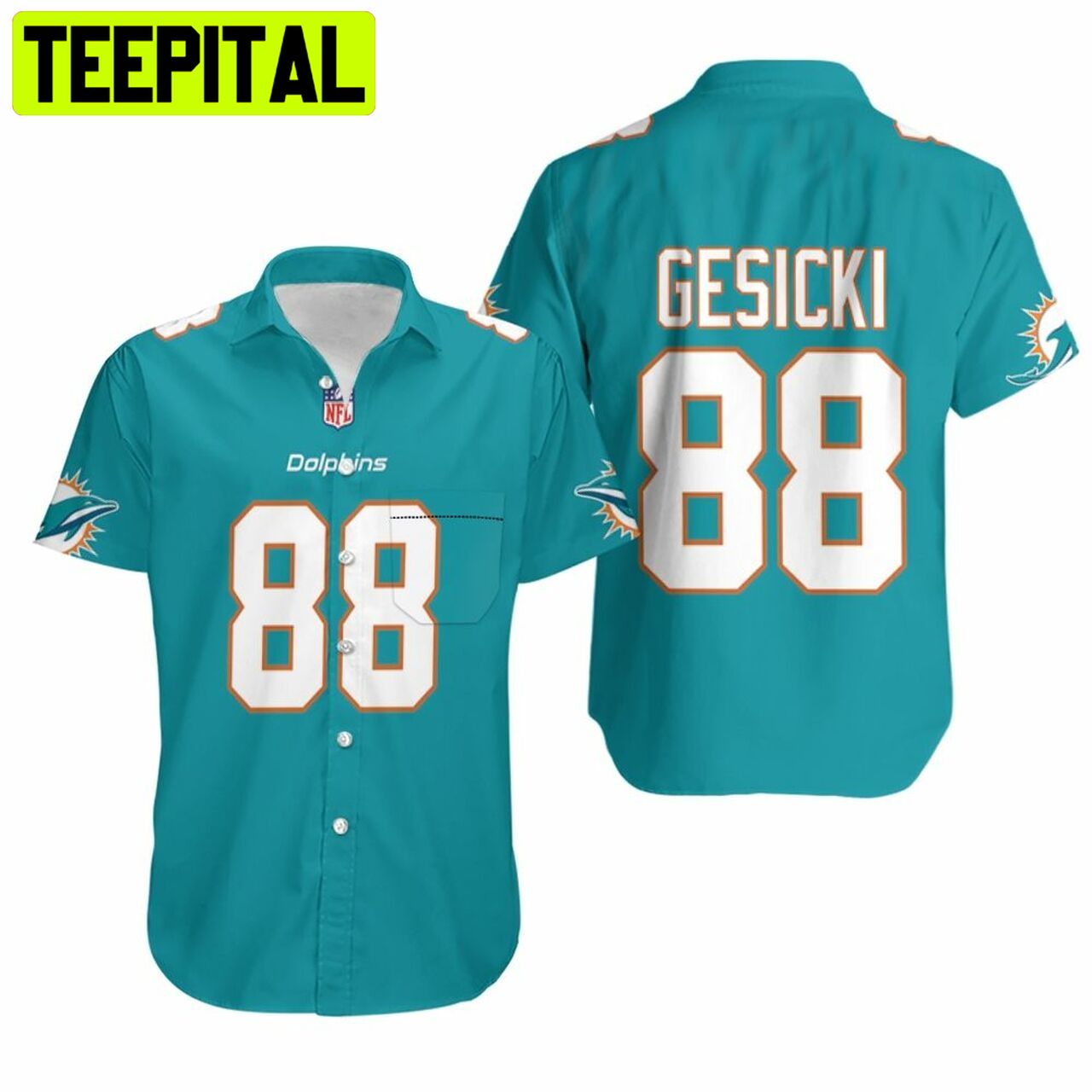 Miami Dolphins Mike Gesicki #88 NFL American Football Team Hawaiian Shirt Miami Dolphins Mike Gesicki #88 NFL American Football Team Hawaiian Shirt