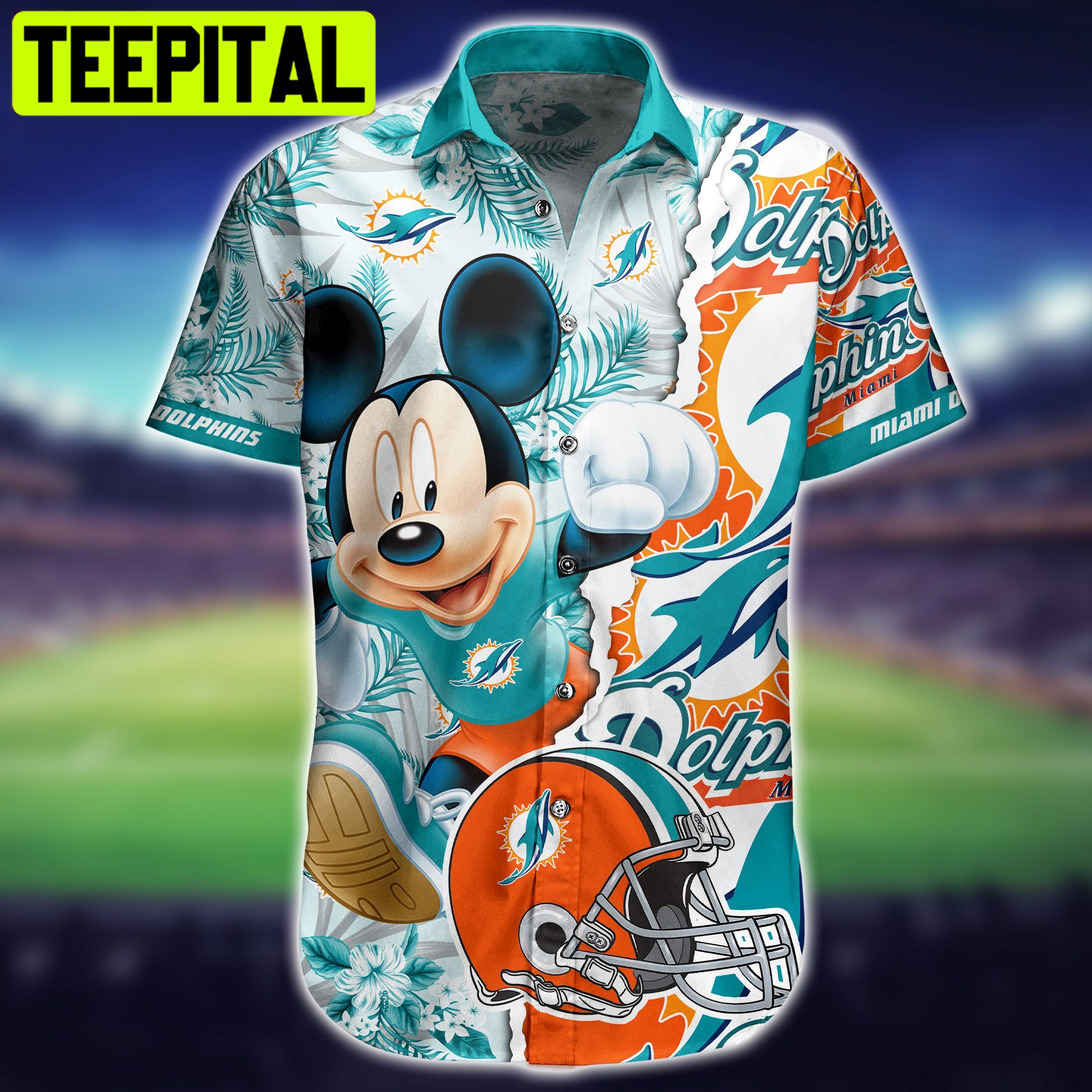 Miami Dolphins NFL Short Hawaiian Shirt Miami Dolphins NFL Short Hawaiian Shirt