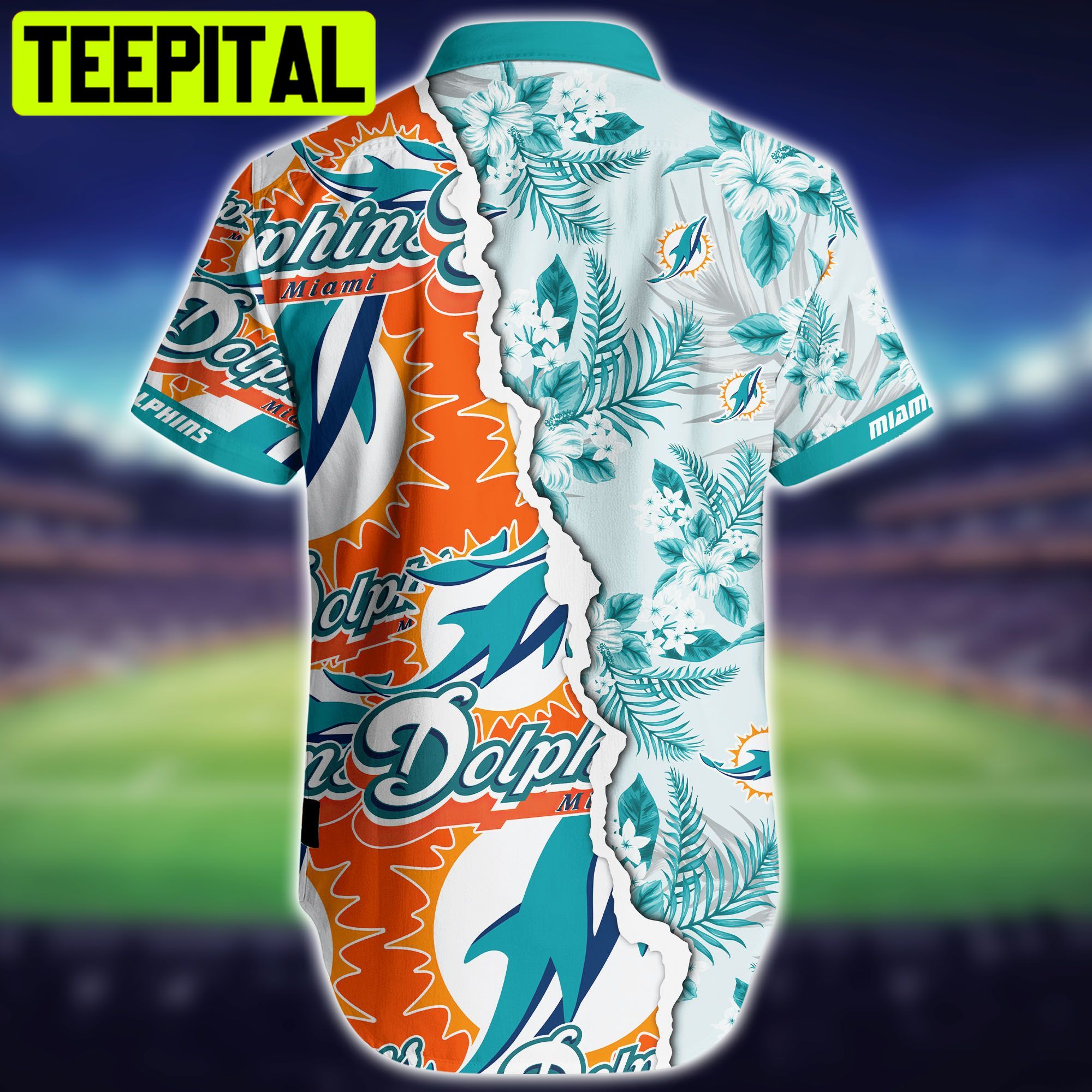 Miami Dolphins NFL Short Hawaiian Shirt Miami Dolphins NFL Short Hawaiian Shirt