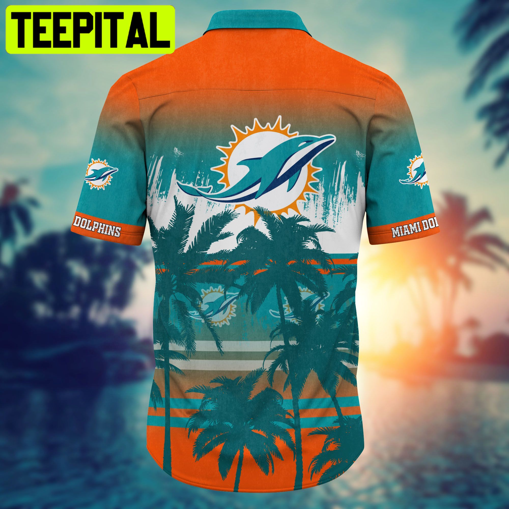 Miami Dolphins NFL & Short Style Summer Hawaiian Shirt Miami Dolphins NFL & Short Style Summer Hawaiian Shirt