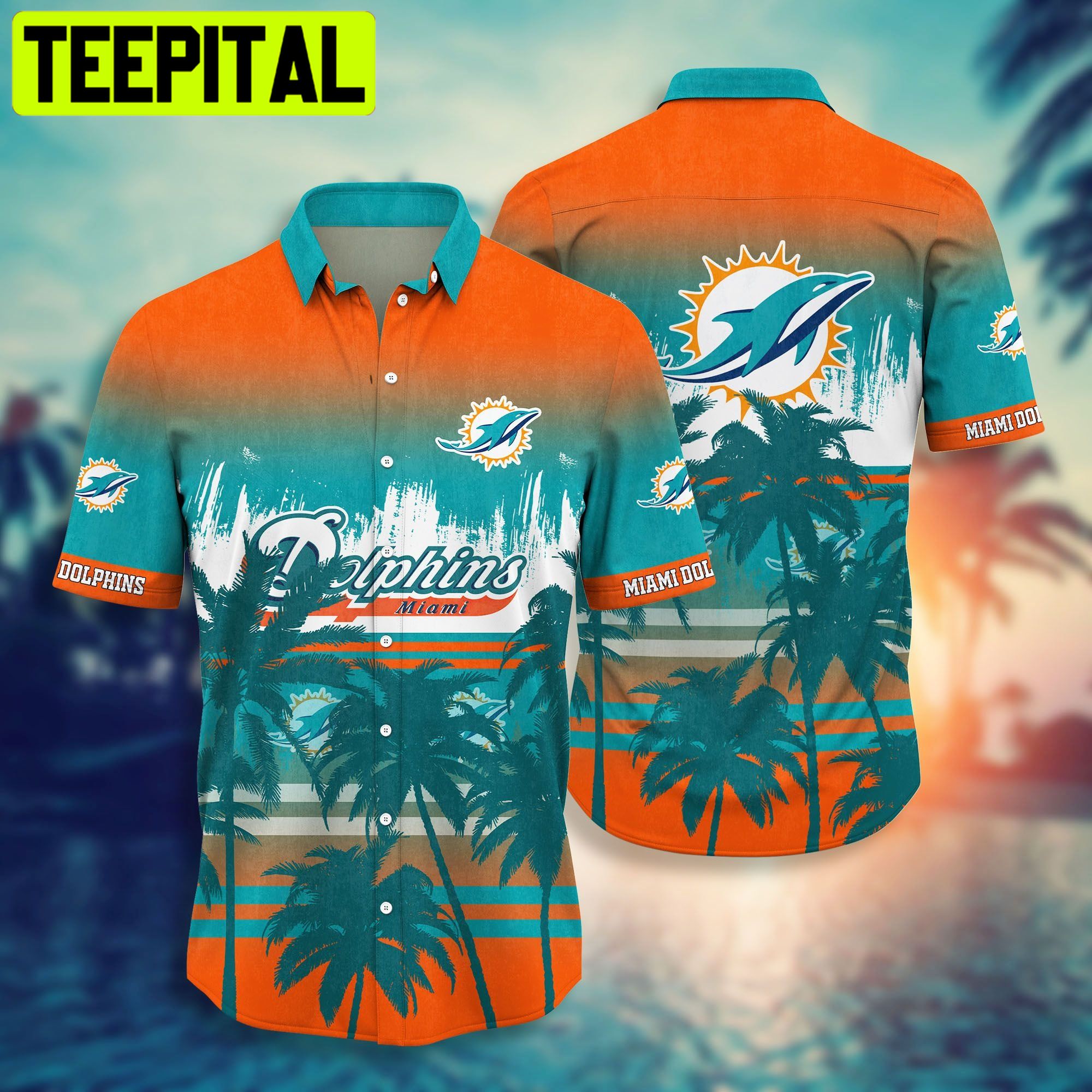 Miami Dolphins NFL & Short Style Summer Hawaiian Shirt Miami Dolphins NFL & Short Style Summer Hawaiian Shirt