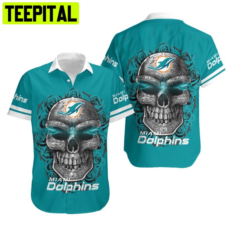 Miami Dolphins Summer Skull Hawaiian Shirt Miami Dolphins Summer Skull Hawaiian Shirt