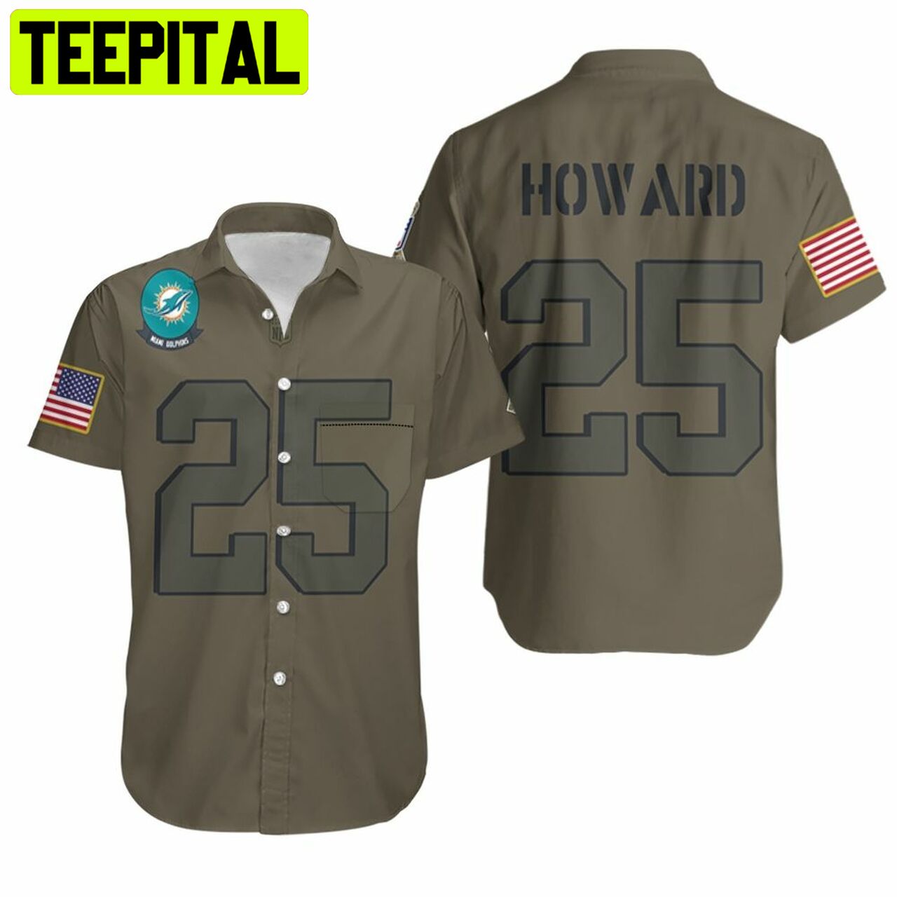 Miami Dolphins Xavien Howard #25 NFL Limited Camo Hawaiian Shirt Miami Dolphins Xavien Howard #25 NFL Limited Camo Hawaiian Shirt