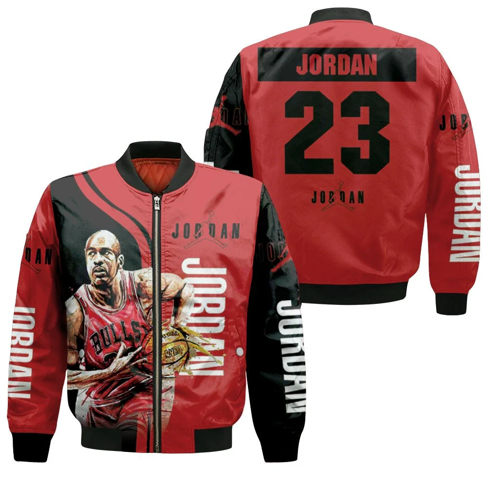 Michael Jordan 23 Chicago Bulls Running Bomber Jacket Michael Jordan 23 Chicago Bulls Running Bomber Jacket