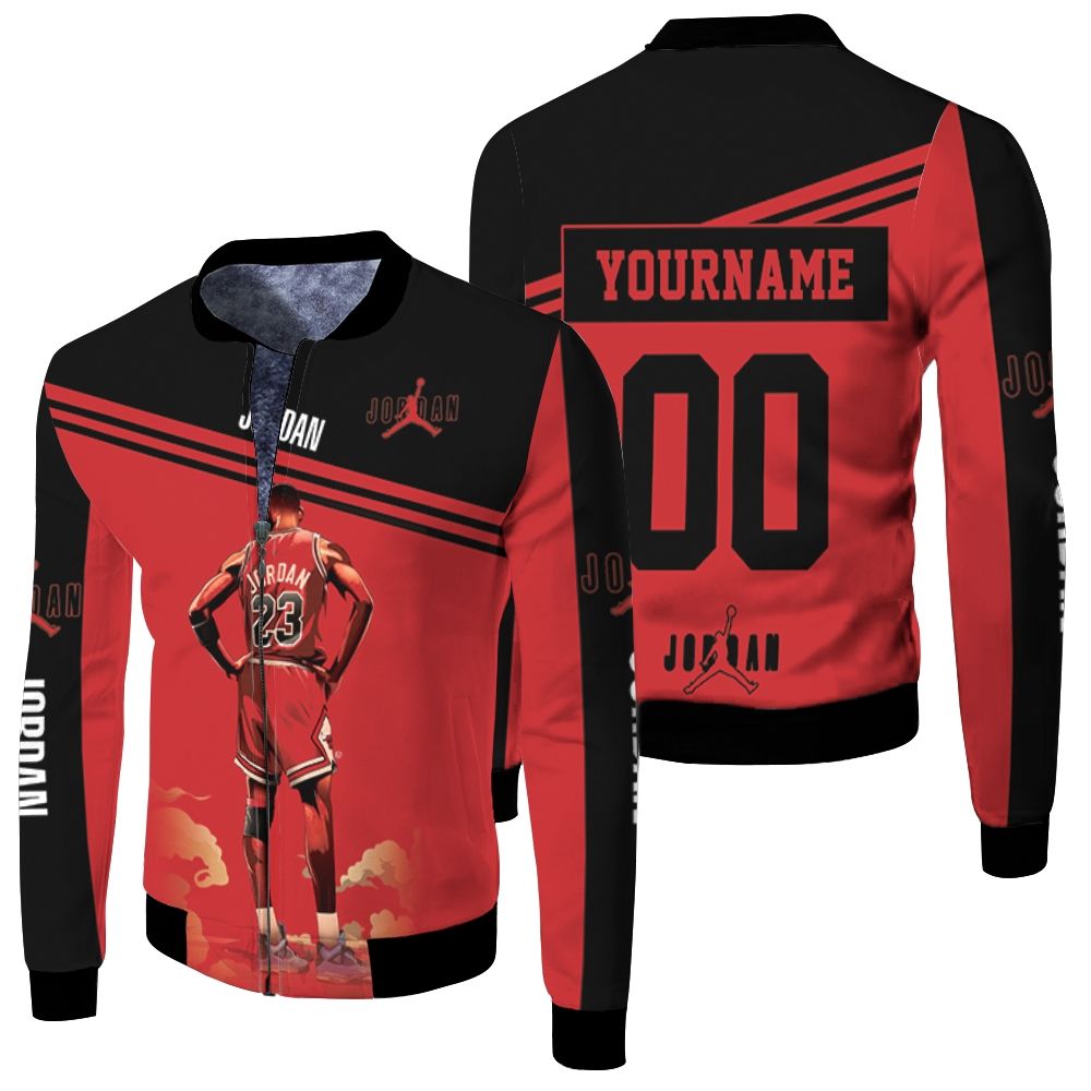 Michael Jordan 23 Chicago Bulls Standings Fleece Bomber Jacket Michael Jordan 23 Chicago Bulls Standings Fleece Bomber Jacket
