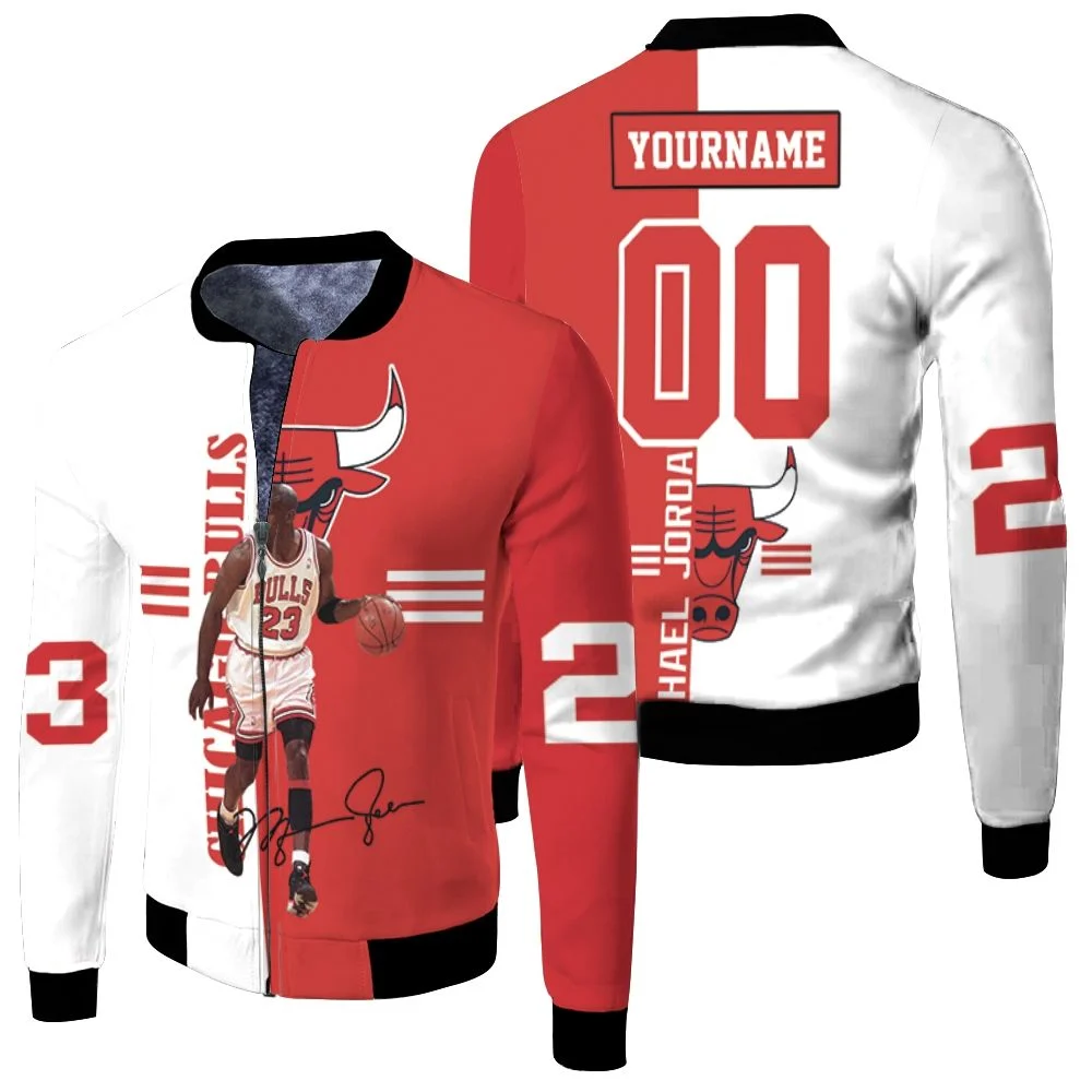 Michael Jordan 23 Signed 3d Fleece Bomber Jacket Michael Jordan 23 Signed 3d Fleece Bomber Jacket
