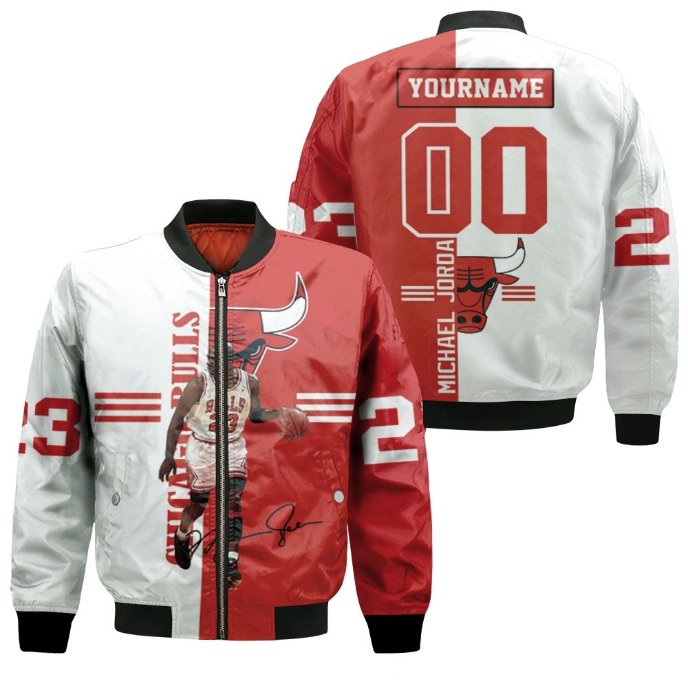 Michael Jordan 23 Signed 3d Personalized Bomber Jacket Michael Jordan 23 Signed 3d Personalized Bomber Jacket