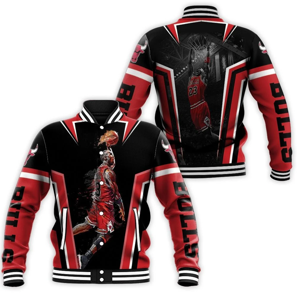 Michael Jordan Chicago Bulls Dunk Baseball Jacket Michael Jordan Chicago Bulls Dunk Baseball Jacket