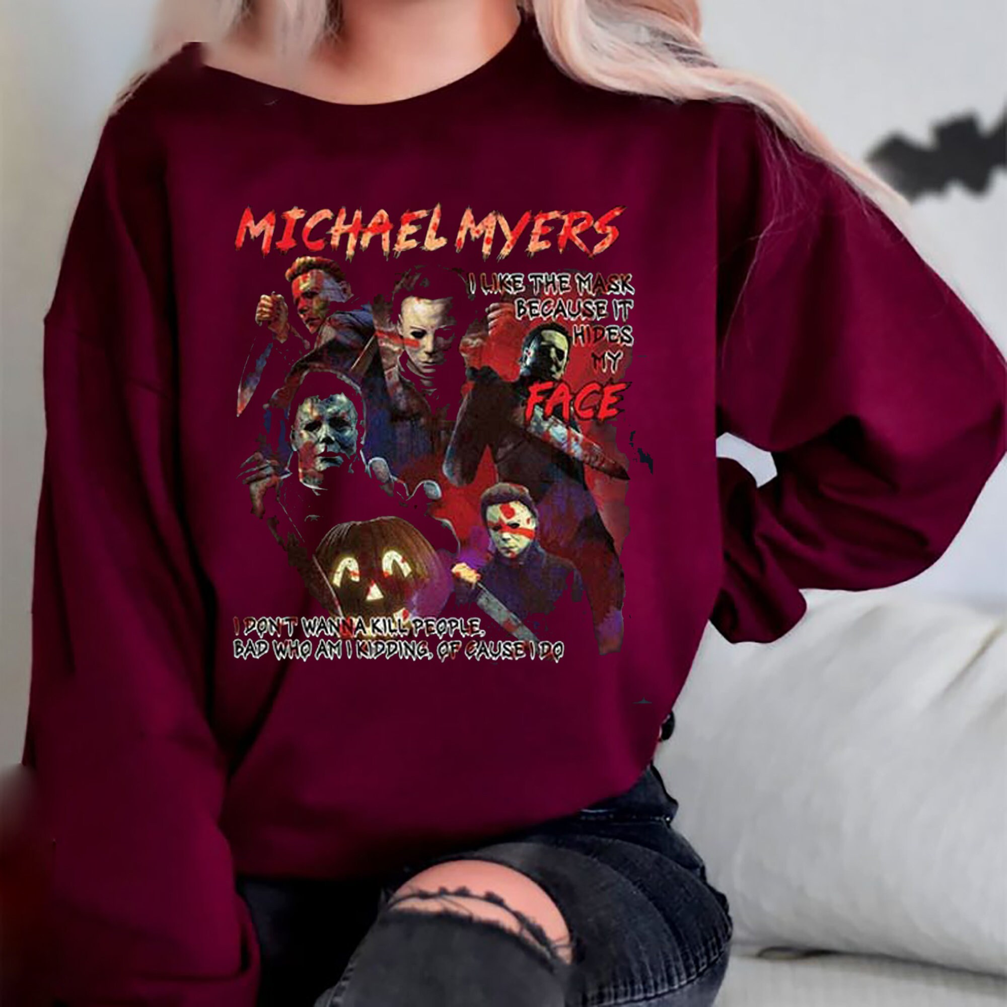 Michael Myers Horror Movie Characters Cool Art Pumpkin Halloween Unisex Sweatshirt Michael Myers Horror Movie Characters Cool Art Pumpkin Halloween Unisex Sweatshirt