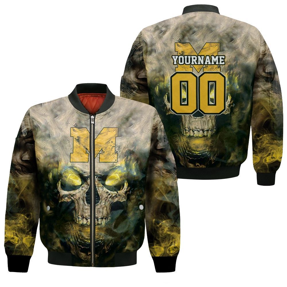 Michigan Wolverines Skull Michigan Wolverines 3ds Bomber Jacket Michigan Wolverines Skull Michigan Wolverines 3ds Bomber Jacket