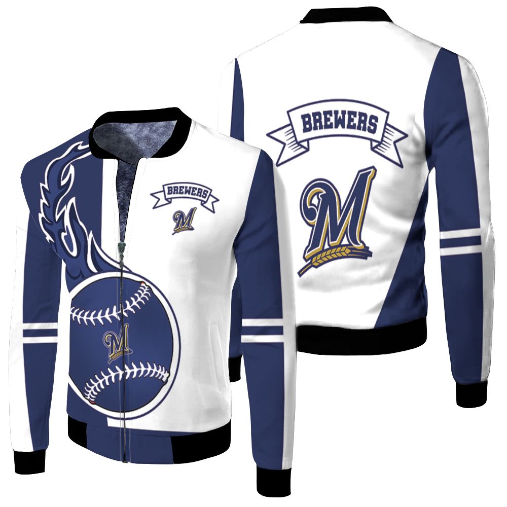 Milwaukee Brewers 3d Fleece Bomber Jacket Milwaukee Brewers 3d Fleece Bomber Jacket